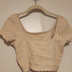 Cream Short Sleeve Women's Top